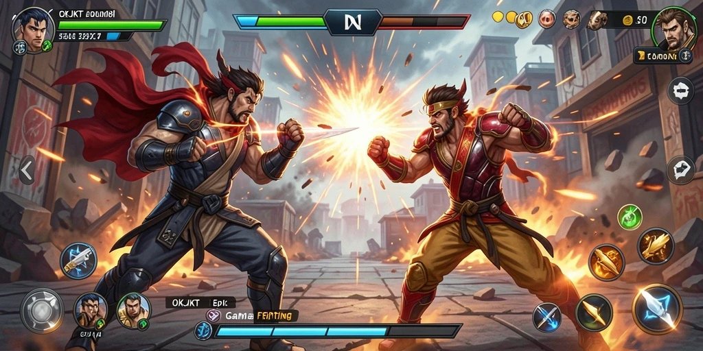 Tampilan gameplay Fighting yang intens dan penuh aksi dari OKJKT.